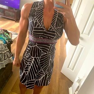 Black and White dress with accent waist line